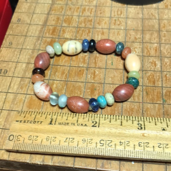 Semiprecious Natural Stone Crystal Mix Beaded Bracelet 7”L Stretchy Elastic EVC - Picture 5 of 13